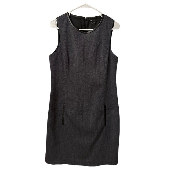 Theory Dresses & Skirts - Theory Womens Size 10 Grey Wool Blend Sleeveless Pocket Dress Lambskin Trim EUC